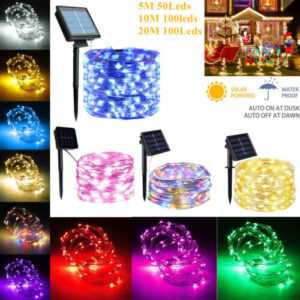 Outdoor Solar String Lichter 7 Farben 5/10/20M Garten Kupferdraht Lichter Xmas