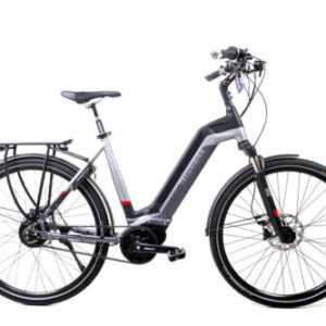 28 Zoll TechniBike City Pedelec E Bike Riemen Antrieb Nu Vinci grau rot Gr.L