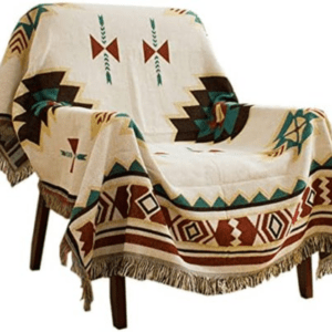 Decke im Ethno-Stil mit quaste, geometrisch Aztekenmuster