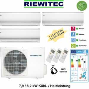 Klimaanlage Triple Multi Split (1x2,6 u. 2x3,5 kW) RIEWITEC 7,9/8,2 KW, A++/A+