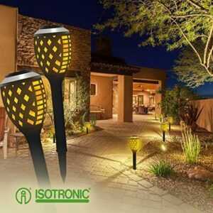 ISOTRONIC Flammen Leuchte Solarleuchte Solar Fackel Garten wiederaufladbar LED