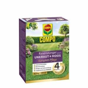 COMPO 4in1 Rasendünger gegen Unkraut+Moos Lange Komplettpflege - 6 kg für 200qm