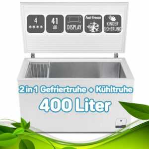 Gefriertruhe 400 Liter 2in1 Tiefkühltruhe und Kühltruhe Freistehend Inverter