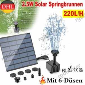 2.5W Solar Pumpe Solar Teichpumpe Fontäne Gartenteich Springbrunnen Wasserspiel
