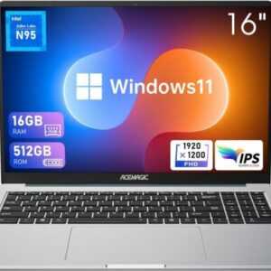 16 Zoll FHD Laptop 16GB DDR4 512GB SSD Notebook Intel N-95 5G WiFi BT5.2 Win11