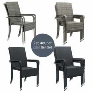 Gartenstuhl Gartenstühle Stapelstuhl Stuhl Stühle Set Rattan stapelbar Juskys®