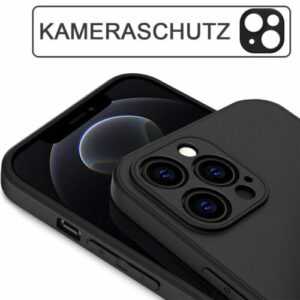 Hülle für iPhone 15 14 13 12 Pro Max Handy Schutzhülle mit Schutzkamera Schwarz