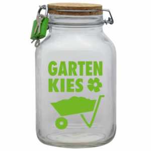 Spardose Geld Geschenk Ideen Garten Kies Grün Transparent Größe XXL 3 Liter