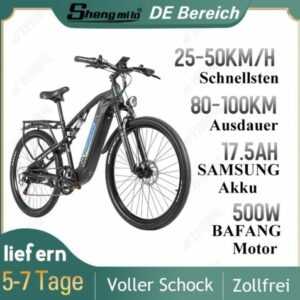 Elektrofahrrad 27.5 Zoll mountain bike 1000W Ebike Shengmilo Fatbike 17.5AH 48V