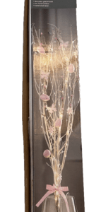 LED Frühlings-Zweige mit Timerfunktion Weiße Zweige mit rosa Eiern 80cm