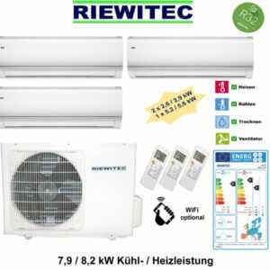 Klimaanlage Wärmepumpe Triple MultiSplit (2x2,6 u. 1x5,2 kW) 7,9/8,2 KW, A++/A+