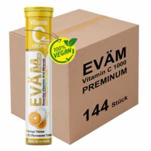 EVÄM Vitamin C 1000 Brausetabletten Vegan Orange 144x 20 Stück Hergestellt in DE