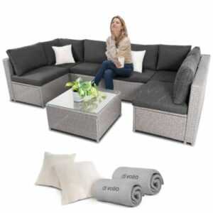 di volio Gartenmöbel-Set Torino aus Polyrattan, 6 Module und 1 x Couchtisch