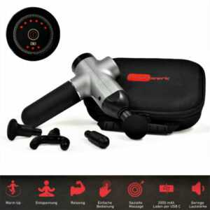 "Kraftwerk"® Wireless Massagepistole mini - 6 Geschwindigkeiten, 4 Massageköpfe