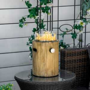 Outsunny Gas-Feuerschale Tischfeuerschale mit runder Gasfeuerschale für Outdoor