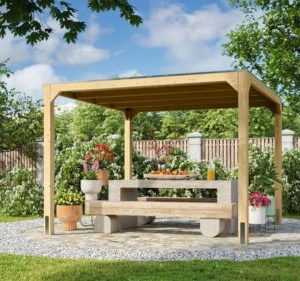 Pavillon Holz Gartenlaube Holzpavillon Pergola Cubus Gartenhaus Karibu