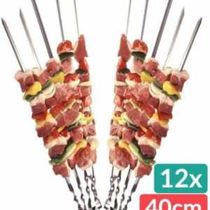 12 Schaschlik Spieße Grill 40cm Schampura Edelstahl Fleisch Kebap Spieß Mangal