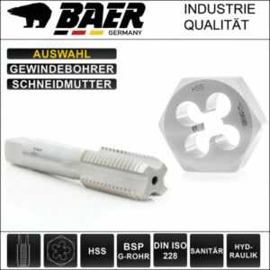 BAER Gewindeschneider Bohrer G Rohrgewinde G1/8 G1/4 G3/8 G1/2 G 3/4 G1 Zoll usw