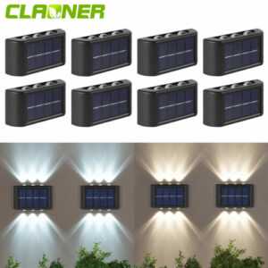 2-8x LED Solarleuchten Wandlampen Zaunleuchte Gartenleuchte Außen Treppen Lampe