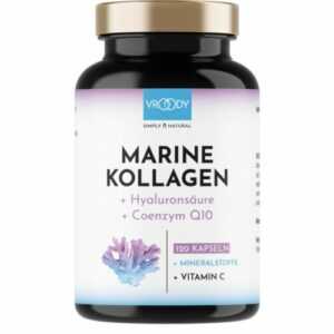 Marine Kollagen Kapseln hochdosiert 1000mg - 120 Kollagen Hyaluronsäure Kapseln