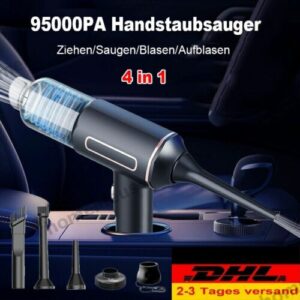 3in1 Mini Handstaubsauger 95000Pa Kabelloser Autostaubsauger Nass & Trocken Akku