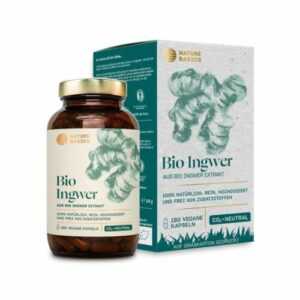 Bio Ingwer Extrakt 600mg reines Bio Ingwer Pulver 180 Kapseln - Nature Basics