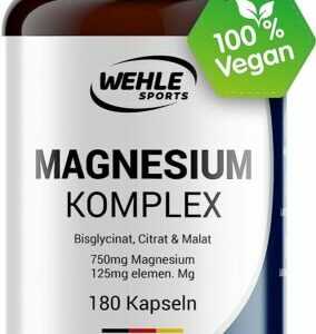Magnesium hochdosiert 2250 mg Magnesium pro Tagesdosis - 3-Fach Komplex 180 Kps