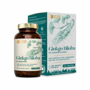 Ginkgo Biloba Pulver Ginseng Extrakt 180 Kapseln Vegan Ginko - Nature Basics®