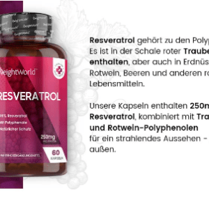 WeightWorld Resveratrol 250 mg mit Rotwein Polyphenolen Piperin MHD 07/23