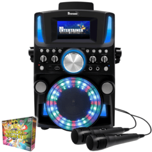 Groovebox Bluetooth CDG Karaoke Maschine BILDSCHIRM/SCHALLPLATTE/LICHTER/LIEDER/MIKROFONE