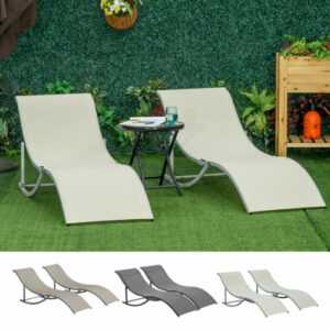 Outsunny 2er Set Sonnenliege Gartenliege Stoffliege Alu Texteline