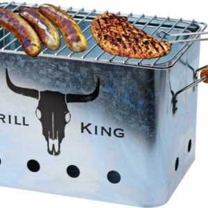 Holzkohlegrill BBQ Tischgrill Edelstahl Holzgriff Camping Balkon Garten Reise