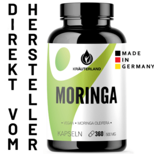 Moringa Kapseln, 360 Stück, vegan mit Moringa Oleifera Blattpluver, hochdosiert