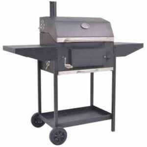 Holzkohlegrill Smoker mit Ablage schwarz Garten Grill Stahl