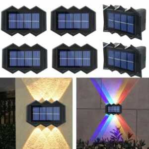 2-12x LED Solarleuchten Zaunleuchte Wandlampen Gartenleuchte Außen Treppen Lampe