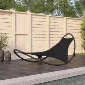 Schaukelliege Sonnenliege Relaxliege Gartenliege Liegestuhl mit Rollen Schwarz