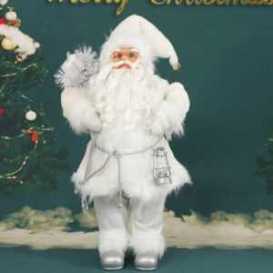 Deko Weihnachtsmann Santa Claus Winterdeko Dekofigur Weihnachtsdeko weiß 45 cm