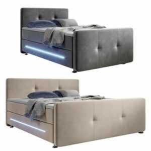 Boxspringbett Doppelbett Bett 120 / 140 / 180x200 cm Stoff Topper LED Juskys®