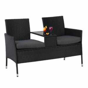 Albatros Gartenbank Antonio – Polyrattan Bank – 2-Sitzer Gartenbank mit Tisch