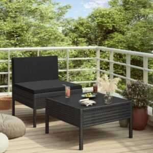 Gartenmöbel 2-tlg. Kissen Poly Rattan Lounge Set Sofa Sitzgruppe Balkon Möbel DE
