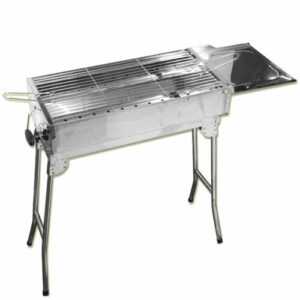 Edelstahl Mangal LBH 61x30x76 cm mit Kohlewanne Holzkohle-Grill Schaschlik BBQ