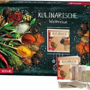 ROTH Gewürz-Adventskalender gefüllt mit 24 hochwertigen Kräutern und Kochbuch zu