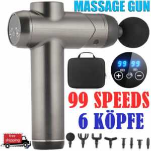 Muskel Massagepistole Massage Gun Mit 8 Köpfe & 99 Modi LCD-Display Massagegerät
