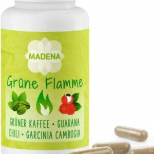 Madena Grüne Flamme, 100 Kapseln, Grüner Kaffee Guarana Garcinia Cambogia Chili