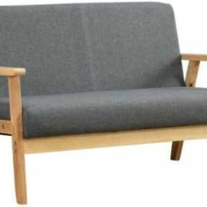 2 Sitzer Sofa Doppelsofa Polsterung Loveseat kompakt Leinen Grau Wohnzimmer