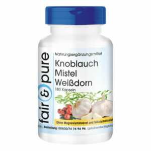 Knoblauch Mistel Weißdorn - 180 Kapseln - pflanzliche Aktivstoffe | fair & pure