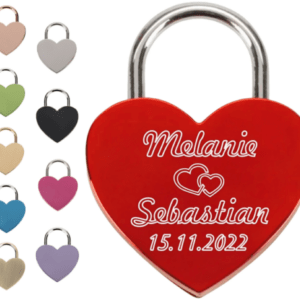 ❤HERZ LIEBESSCHLOSS GRAVIERT MIT WUNSCHGRAVUR WUNSCHTEXT VALENTINSTAG GESCHENK❤