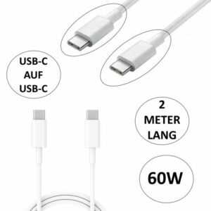 USB C auf USB C Schnell Lade Kabel 60W für Samsung Xiaomi iPhone Huawei in weiß