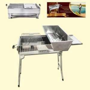 Mangal Edelstahl Grill BBQ Standgrill mit Grillrost PRESIDENT