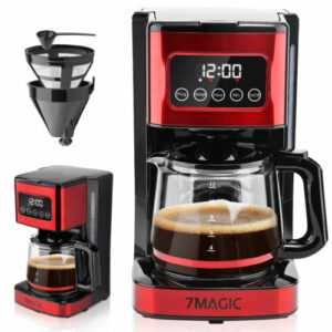 7MAGIC Kaffeemaschine mit Timer Zeitschaltuhr Dauerfilter 1.5L 12 Tassen 900W